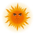 A character of the sun gazing silently with an expressionless face. Royalty Free Stock Photo